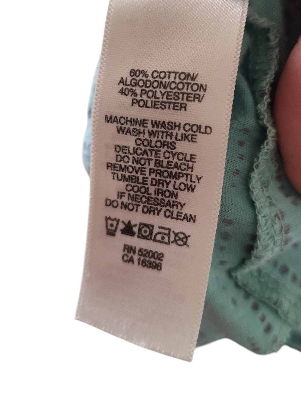 Vintage Y2K DKNY Pale Turquoise Smocked Scoop-Neck Women's Top with Crochet Trim - Picture 5 of 5